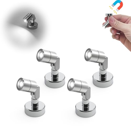 Suzeyar Metal Miniature LED Light,Tiny Spot Lights with Magnet Base,Battery Operated LED Lights,Wireless Miniature Spot Light for Artwork Painting,Jewelry Showcase,DIY Hand Craft (Cool White)