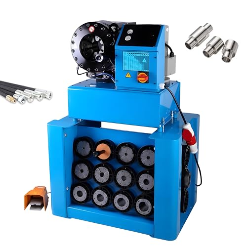 HayWHNKN Hose Crimper High Pressure Hydraulic Hose Crimping Machine 0.55-2.72" Electric Hose Crimping Tool Tube Shrinking Machine with 13 Sets of Dies 220V 4KW
