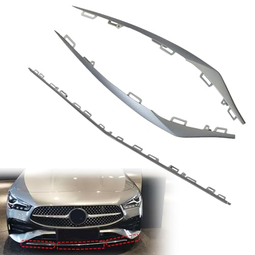 XQSMWF 3PC Front Bumper Cover Lower Grille Molding Trim Compatible with Mercedes Benz W117 CLA 180 200 250 2016-2019# A1178854900 A1178855000 A1178855100 Left Center Right Chrome