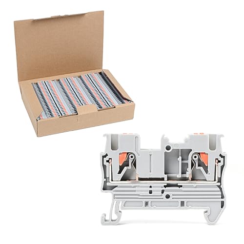 100Pcs PT2.5 Push-in Terminal Blocks, 2.5mm²Cable, DIN Rail Mounted Terminal Block, 800 V 32 A, Wire Spring Connection Push in Conductors Wire Connector, CE