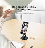 360° Cell Phone Stand for Desk, Cell iPhone Holder for Desk Foldable Office Desk Phone Stand for Video Recording Adjustable Travel Phone Mobile Stand for All Smartphones,iPhone,iPad,Switch(K69-Black)