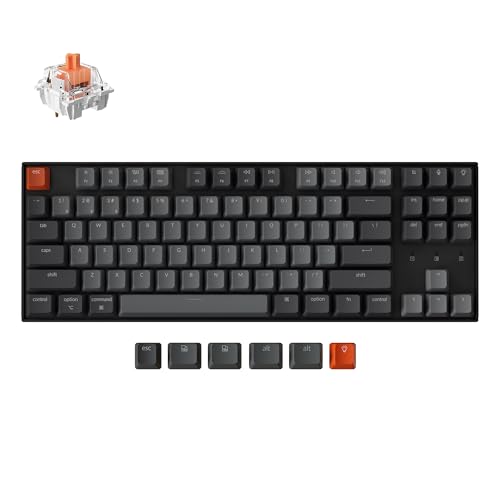 Keychron K8 Wireless Mechanical Keyboard – Silent Red Switch for Quiet Office and Gaming, TKL 87 Keys, Soft White LED Backlight, Bluetooth & USB-C Wired Connectivity, Compatible with Mac and Windows