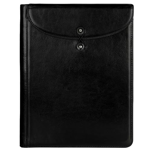 Time Resistance Leather Portolio - Full-Grain Leather Portfolio – Document Briefcase Made in Italy – Tablet size bag (Black)