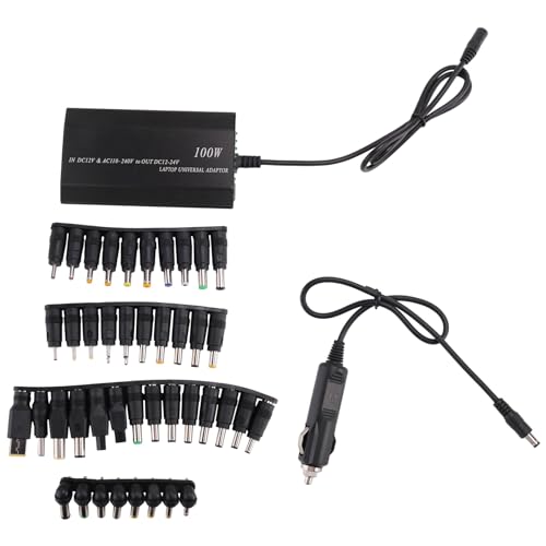 Universal 5V-24V AC Power Adapter Adjustable Car Home Charger USB5V Power Supply 100W 5A Laptop with 34Pcs Connector Black 491680