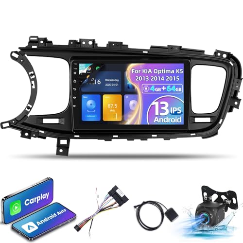 [4+64G] Car Radio for KIA Optima K5 2013 2014 2015-9 inch IPS 1280 * 720P Touchscreen EQ Audio - Wireless Carplay and Android Auto, AI DSP, Customize Homepage, Multi-UI, SWC + AHD Backup Camera