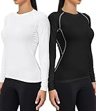 TELALEO 4 Pack Women's Thermal Shirts Fleece Lined Athletic Tops Long Sleeve Compression Workout Baselayer for Cold Weather-L