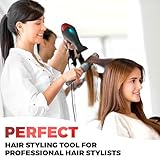 Professional Ionic Salon Hair Dryer, 2200 Watt Powerful AC Motor Ceramic Tourmaline Ion Blow Dryer, Quiet Hair Dryers with Diffuser & 2 Concentrator Nozzle Attachments Black/Red