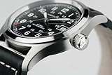 Hamilton Watch Khaki Field Auto | Swiss Made | 38mm Stainless Steel Case | Black Dial Analog Watch | Leather Strap (Model: H70455733)