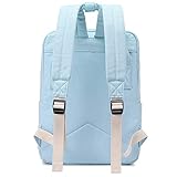 e-youth Women Girls Cute Panda School Backpack with Lunch Box Japanese & Korean Style Canvas Bags (Blue)