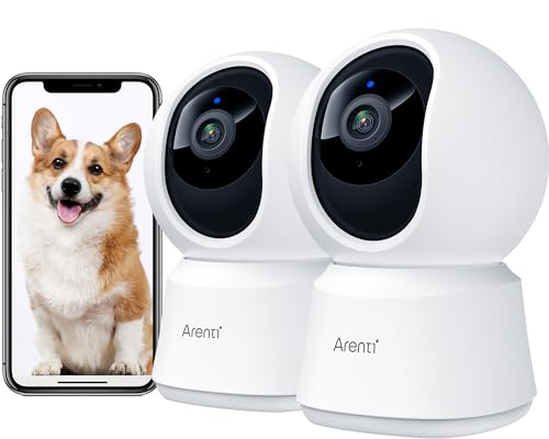ARENTI 5G Security Camera Indoor, 4MP Pet Camera with Speaker for Dog/Cat, Baby Monitor with Phone App, Dual-Band WiFi, Auto Tracking, Super Night Vision, 2-Way Talk, Cloud & SD Card Storage(2PC)