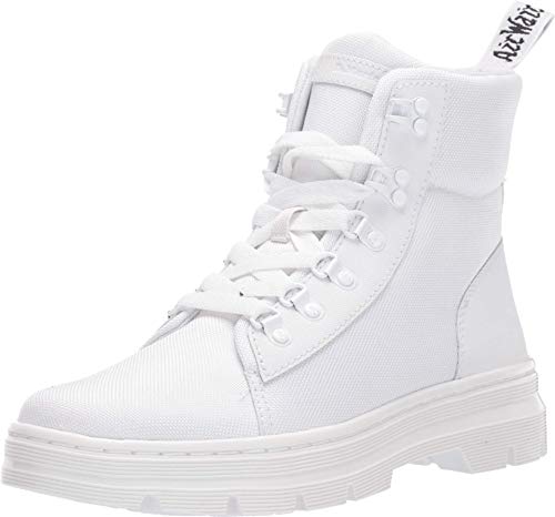 Dr. Martens Women's Combs W Poly Casual Boot, White - Ajax + Extra Tough Poly, 8