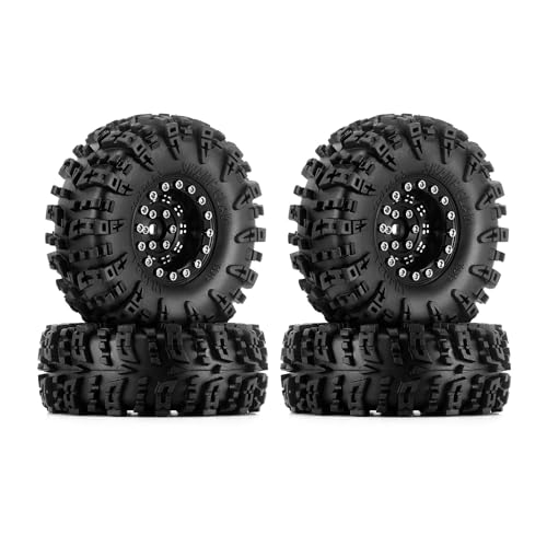 INJORA 1.3" Wheel Tires Set - S5 Swamp Claw Mud Terrain Tires and Aluminum Wheel for 1/18 1/24 SCX24 TRX4M Upgrade RC Crawler Car