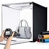 Fasonic 24"x24" Photo Studio Light Box for Photography, Foldable Bi-Color Dimmable Shooting Tent Kit with 240 LED Lights, 3000-6500K Lighting Booth, 6 Color Backdrops