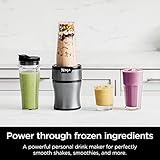 Ninja BN301 Nutri-Blender Plus Compact Personal Blender, 900-Peak-Watt Motor, Frozen Drinks, Smoothies, Sauces & More, (3) 20 oz. To-Go Cups, (2) Spout-Lids (1) Storage-Lid, Dishwasher Safe, Silver