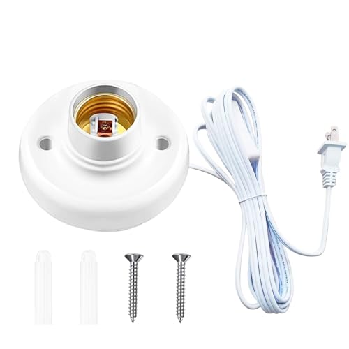 Light Socket with Cord Light Bulb Base E26/ E27 Lamp Base Desktop ft Include Screw Light Bulb Holder Replacement Light Bulb Socket with On/Off Switch Hanging Light Cord Extension (25ft)