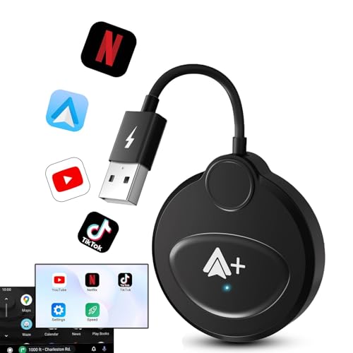 Android Auto Wireless Adapter Support Netflix YouTube Tiktok, Latest Wireless Android Auto Car Adapter for Factory Wired Android Auto to Wireless, Low Latency and Easy to Install