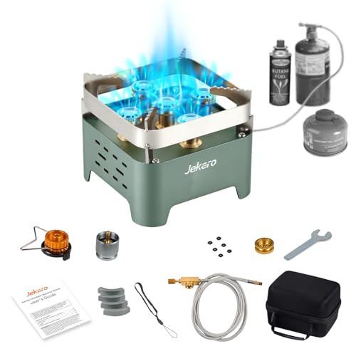 Portable Camping Stove Gas Cooking Burner, 30,000 BTU Propane Camp Stove,Windproof Small Stainless Steel Single Butane Burner, with Carrying Case & ignitor,for Emergency, Outdoor, Hiking,Picnic