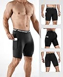 Niksa 2/4 Pack Compression Shorts Men with Pocket, Spandex Running Shorts Sport Athletic Workout Performance Underwear Black