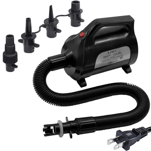 ZOOMBROS Electric Air Pump 120V for Inflatable Towable Tube/Boat/Air Mattress/Swim Ring/Pool Toy/Snorkel/Water Sports with 5 Valve Adapters