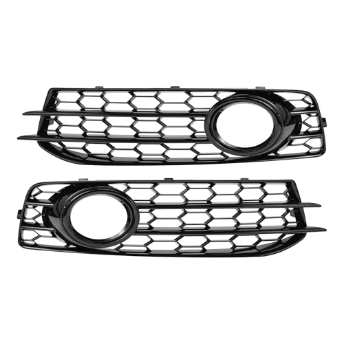 Hihaha No.8P0807682K/8P0807681AF Fog Light Grill for Audi A3 2009-2012 Front Left Right Front Lower Bumper Fog Light Cover Inserts ABS 1 Pair Black