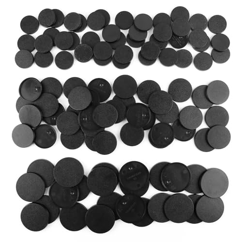 100PCS Miniature Bases with 120PCS Adhesive, 25mm 32mm 40mm Mix Black Round Plastic Model Bases for Gaming Miniatures or Wargames Boardgaming Table Games