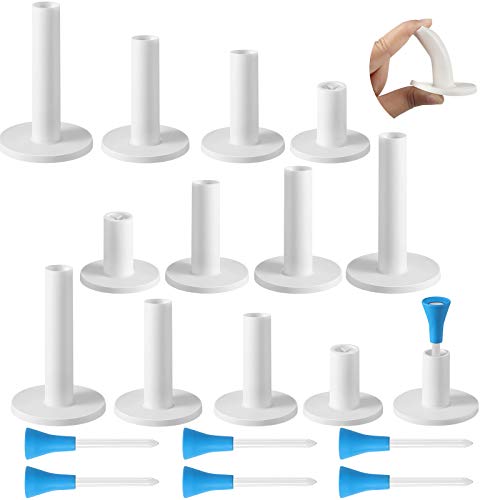 12 Pieces Golf Range Tees Set Rubber Golf Tees for Mats Driving Range 6 Pieces for Practice Mat Mixed Size(White and Mixed Colors)
