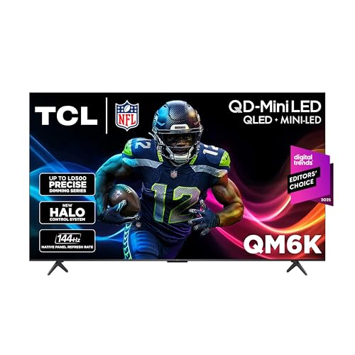 TCL 55-Inch Class QM6K Series QD-Mini LED 4K UHD Google Smart TV Best Value Mini-LED TV - QLED, 144hz, 240hz Gaming Rate, High Contrast Screen, Onkyo Audio, Dolby Atmos (55QM6K, 2025 Model)