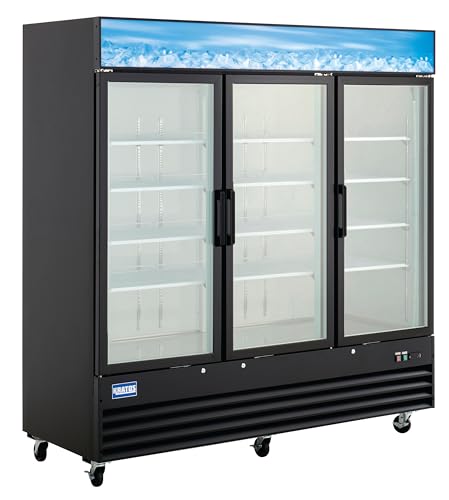 Kratos Commercial Freezer Display Merchandiser - 3 Self-Closing Swing Doors, 81" W, Black (67K-211)