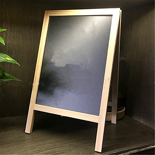 Blackboards Desktop Small Blackboard Simple Wooden Frame Bracket Type Bar A Word Double-Sided Small Whiteboard Advertising Board Dish Promotion Board for Drawing and Writing (Natural 25x40cm)