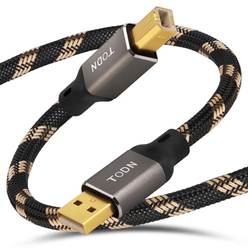 TODN HiFi USB 2.0 DAC Cable USB A to B, O-C-C Core, High Speed Printer Cable for Computer to DAC, Sound Card, or Headphone Amplifier, 10ft/3m