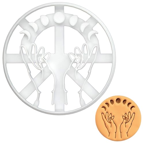 BAKERLOGY Magic Hands with Moon Phases Cookie Cutter - Detailed Biscuit Cutter Design for Baking and Crafts, ideal on fondant, dough, clay