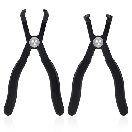 BOXOB 2pcs 30°&80° Push Pin Pliers Set, Panel Clip Electrical Disconnect Pliers Automotive Connector Removal Tool for Cars Trunk Interior Trim Rubber Buckles Clip Fasteners Disassembly