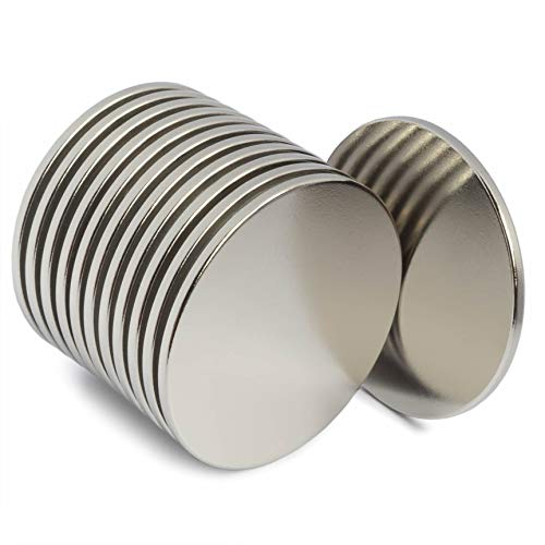 Zoprima Magnets - Neodymium N52 Powerful Rare Earth Magnets - Round Flat Super Strong Magnetic Discs - Craft, Fridge, Office, Science, DIY Magnets (Dia1.26x0.06, 12-Pack with Spacers)