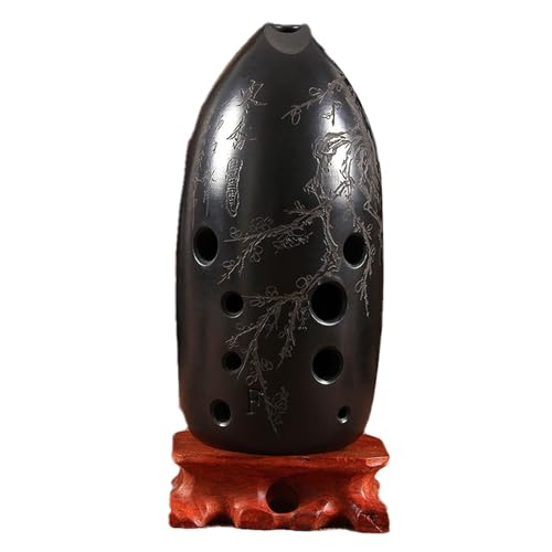 Ocarina Instrument For Beginner Performance Test 10 Holes Double Chamber Beginner Black Pottery Xun Ancient Xun F-tuned Musical Instrument(Style 3)