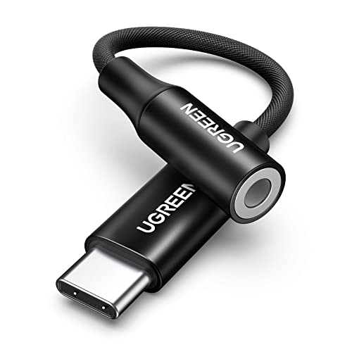 UGREEN USB C to 3.5mm Audio Adapter Type C to Headphone Aux Jack Dongle 24bit/96kHz HiFi DAC Cable Cord Compatible with iPhone 16 15 Pro Max/16 Plus, iPad, Galaxy S25 S24 Ultra, Pixel 9, Black
