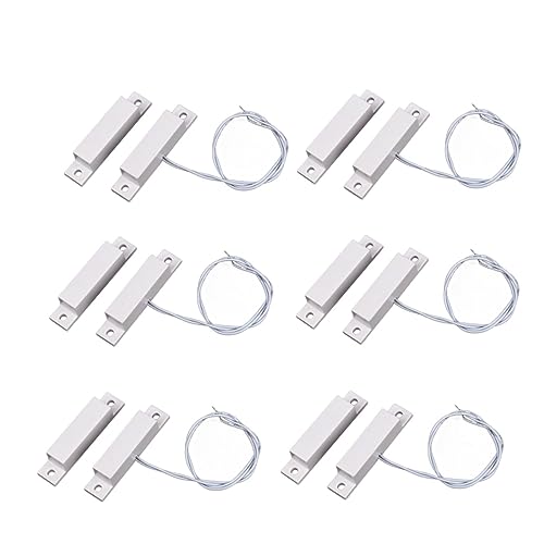 Magnetic Reed Switch MC-32 NC Surface Mount Wired Security Window Door Contact Sensor Alarm Magnetic Reed Switch White - (6 Sets)
