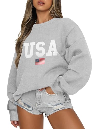 Micoson Womens Clothes Fall 2024 Casual Graphic Letter Print Sweatshirts Loose Fit Holiday Party Pullover Fall Fleece Crewneck Oversized Tops Floral White S