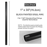 GeilSpace 1" × 30" Pre-Cut Black Metal Pipe, Industrial Steel Fits Standard One Inch Black Threaded Pipes and Fittings - Vintage DIY Industrial Shelving (1" × 30", Black)