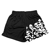 DIOTSR Mens Graphic Print Shorts Cool Mesh Basketball Shorts Casual Flat Front Shorts Summer Drawstring (Black, Large)