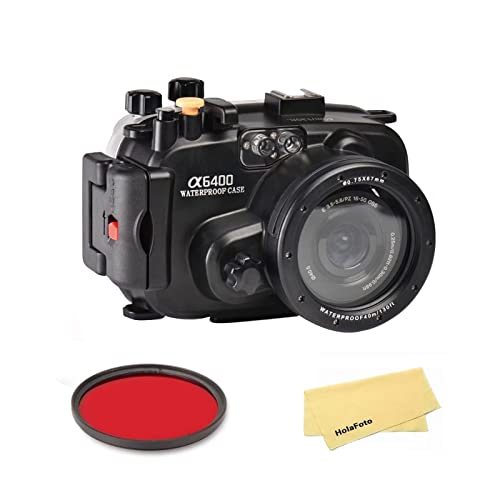 SeaFrogs Waterproof housing for Sony A6400 Underwater Diving Case 40M/130FT with Built-in Water Leakage Sensor, Ideal for Diving, Surfing, Swimming and Rafting Video