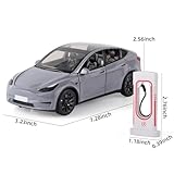 OANMYJJO Toy Cars Y 1/24 Zinc Alloy Diecast Metal Model Car, Pull Back Toy Model with Light and Music, Suitable for Children Aged 3 and Above as Gifts(Grey)