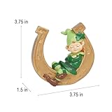 Braxio St-Patricks-Day Decorations Coffee Table Decor - Resin Gnome Collectible Figurines Green Gnome and Gold Horseshoe St Patricks Day Decor Table Centerpieces 3.75 * 1.5 * 3.75 Inch