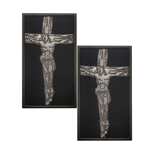 EmWoot 2PCS Jesus Cross Patch Embroidered Patches Tactical Morale Patch Hook and Loop