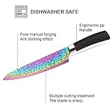 Rainbow Titanium Knife Set, Sharp Stainless Steel Knives Set with Acrylic Block,Sharpener, 6 Steak Knives, Cutlery Knife Block Set, Chef Quality for Home & Pro Use, Best Gift, Black Handle