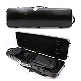 WUQIMUSC Violin case 4/4 Full size High strength Carbon fiber hard shell Durable handles Internal storage with Backpack straps Music Sheet bag (Black,Buckle lock)