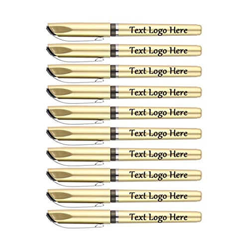 HEYZARDA Personalized Pens with Logo Icon Text Engraved for Business Office Bank Custom Luxury Gel Pen 100 Pcs Gold