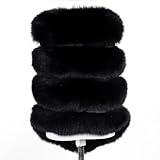 BOONJOVIA Women's Genuine Fox Fur Vest Sleeveless Coat Thick Warm Winter Fluffy Fur Jacket Short (US, Numeric, 10, Regular, Regular, Fox Fur Black)