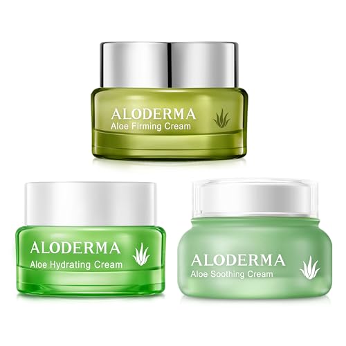 Aloderma Aloe Face Cream Set, 3 pieces - Hydrating Cream, Firming Cream, Soothing Cream