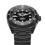 Oceaneva™ Men's Deep Marine Explorer II 1250M Pro Diver Watch Black Dial Black IP - Swiss Made Sellita SW200-1 Automatic Movement Stainless Steel Bracelet