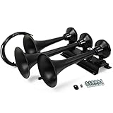 HornBlasters Flatlaw 3-Liter Train Horn Kit, All-In-One Air System - Easy Install - Big Sound